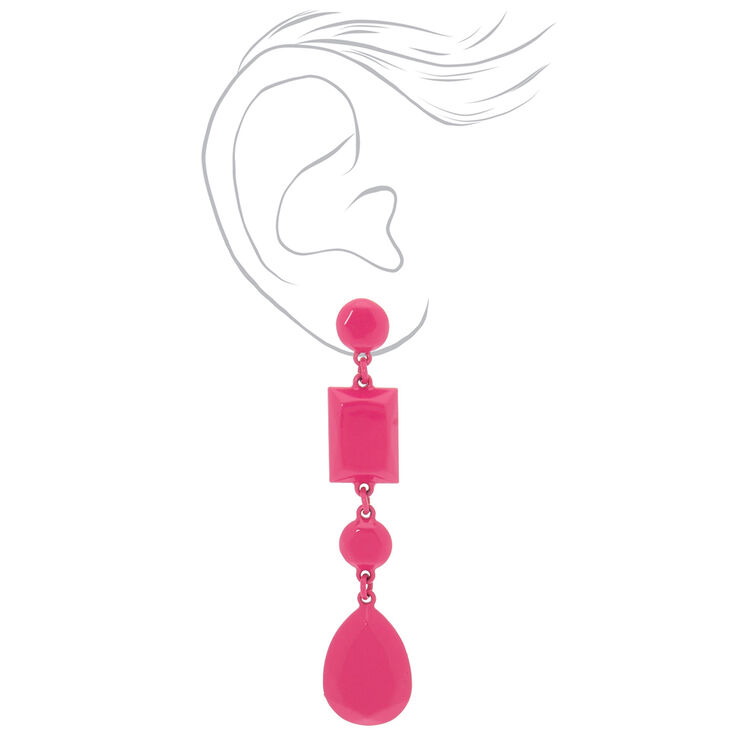 3&quot; Bright Shape Drop Earrings - Pink,