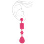 3&quot; Bright Shape Drop Earrings - Pink,
