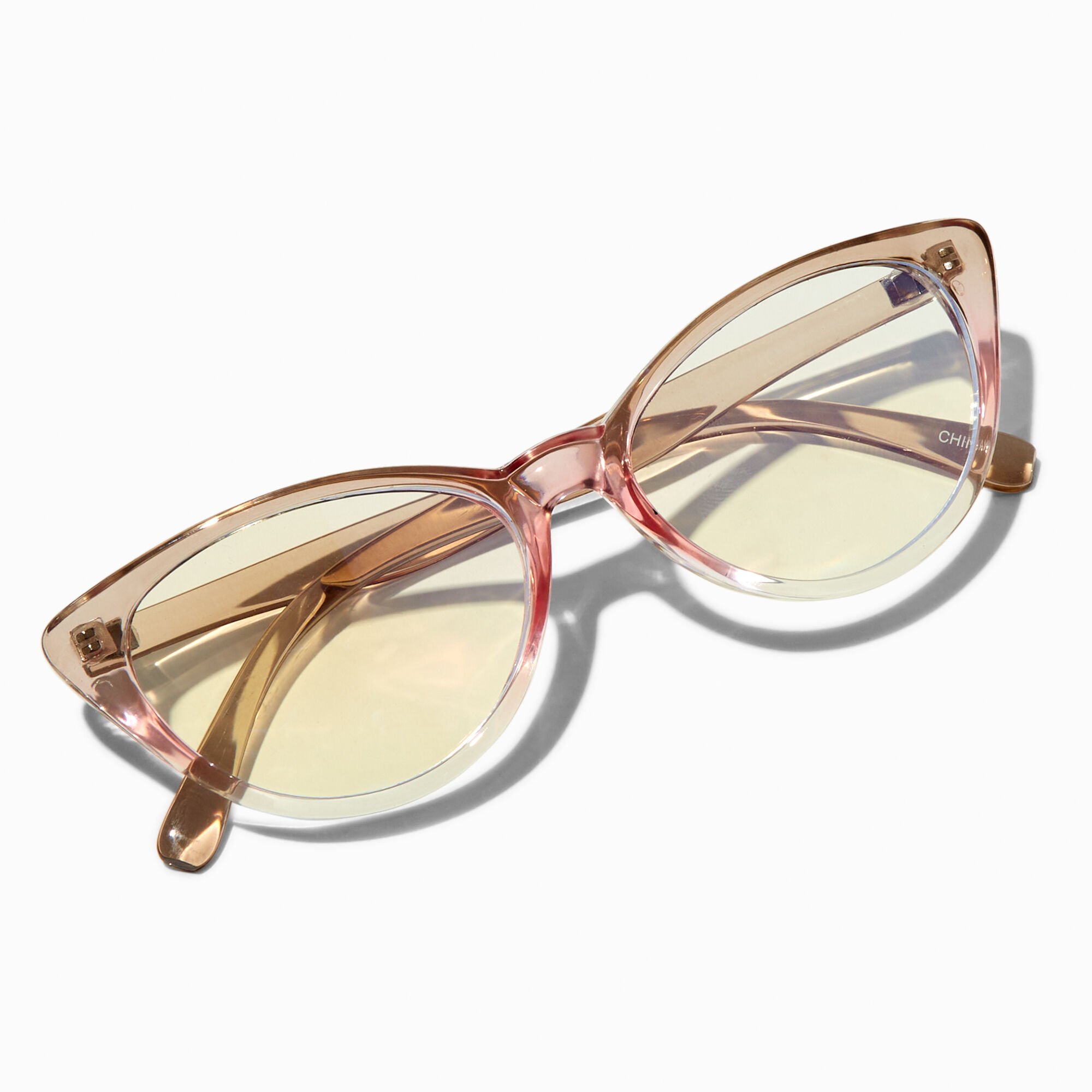 Solar Blue Light Reducing Pink & Brown Clear Cat Eye Clear Lens Frames,