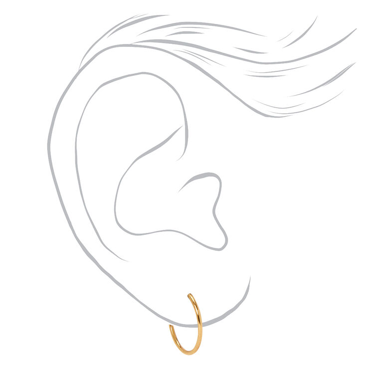 C LUXE by Claire&#39;s 18kt Gold Plated Classic Hoop Earrings - 3 Pack,