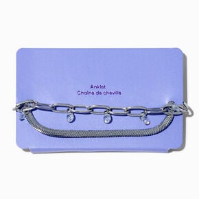 Silver-tone Double-Row Paperclip Chain Anklet,