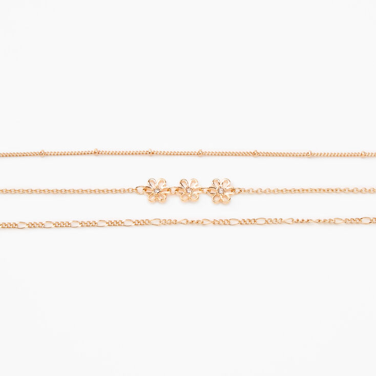 Gold Daisy Chain Choker Necklaces - 3 Pack,