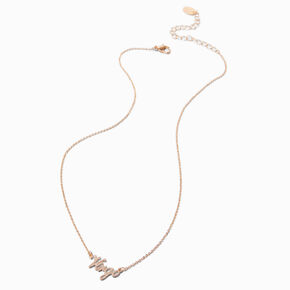 Gold-tone Script Zodiac Pendant Necklace - Virgo,