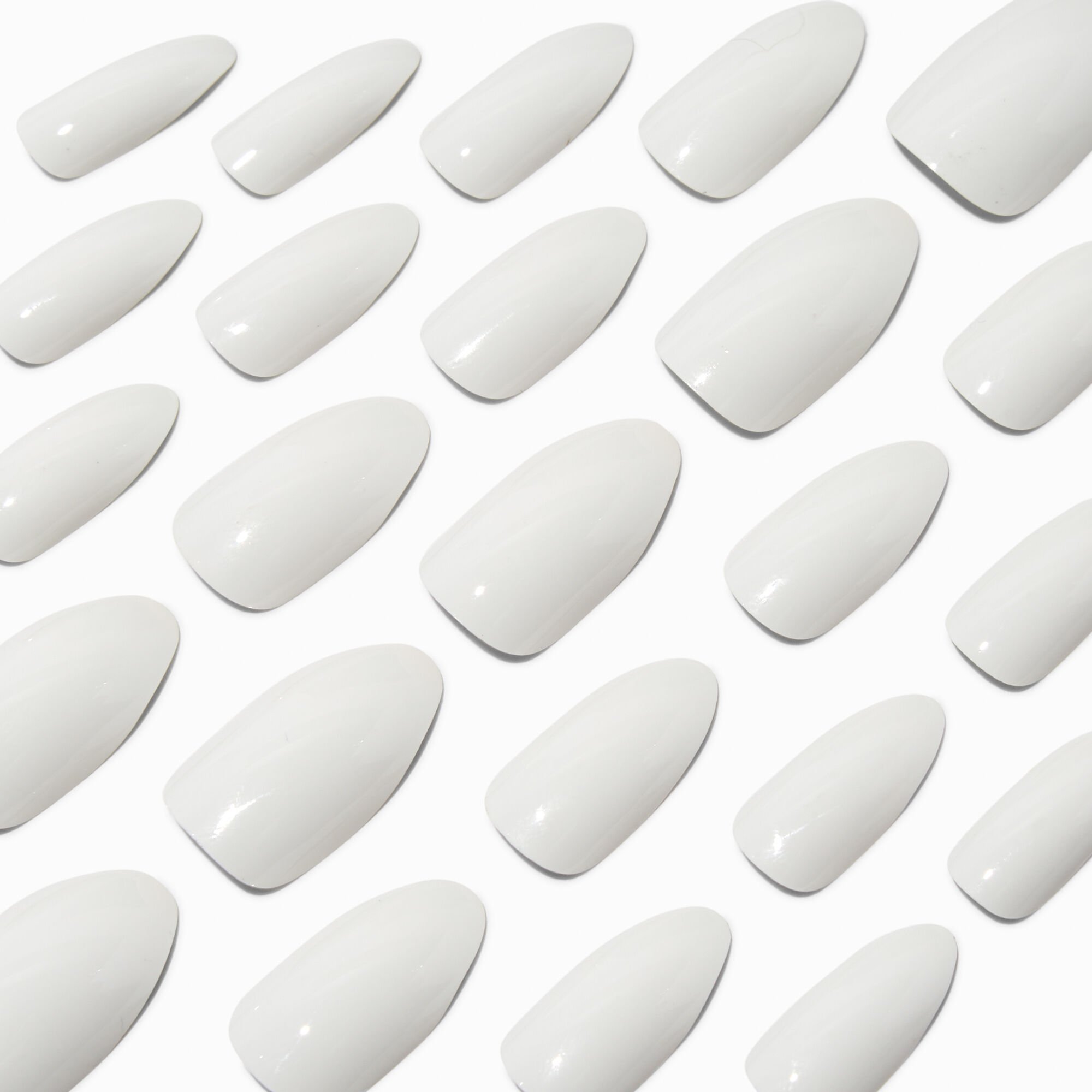 Glossy White Stiletto Vegan Faux Nail Set - 24 Pack,