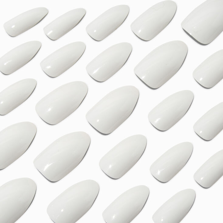 Glossy White Stiletto Vegan Faux Nail Set - 24 Pack,
