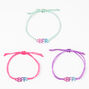 Pink, Purple &amp; Mint Anodized Adjustable Friendship Bracelets - 3 Pack,