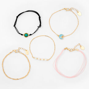 Gold Mood Chain &amp; Cord Bracelet Set - 5 Pack,