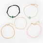 Gold Mood Chain &amp; Cord Bracelet Set - 5 Pack,
