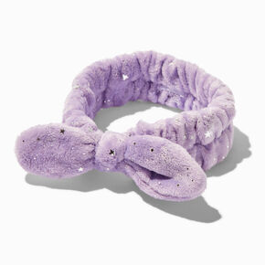 Silver Star Purple Furry Makeup Bow Headwrap,