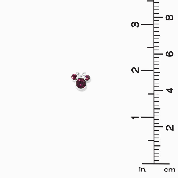 Disney Minnie Mouse Birthstone Sterling Silver Stud Earrings - February,
