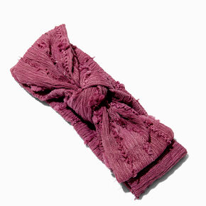 Claire&#39;s Club Maroon Nylon Ribbed Bow Headwrap,