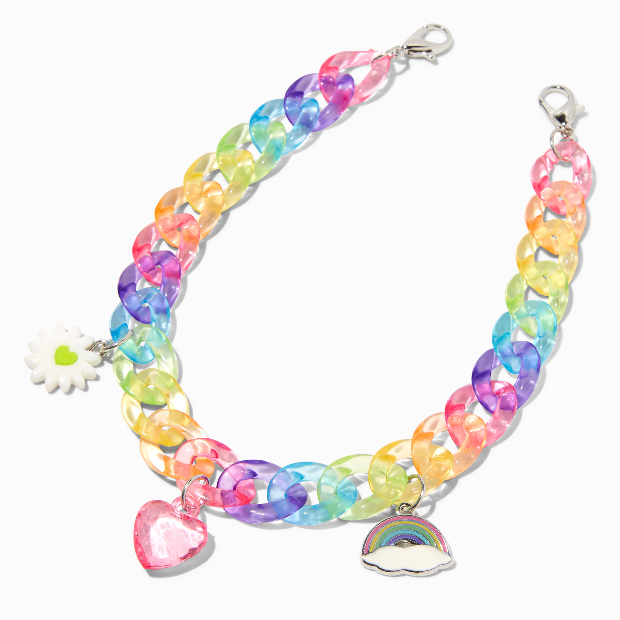 Rainbow Beaded Silver Shoe Chain,
