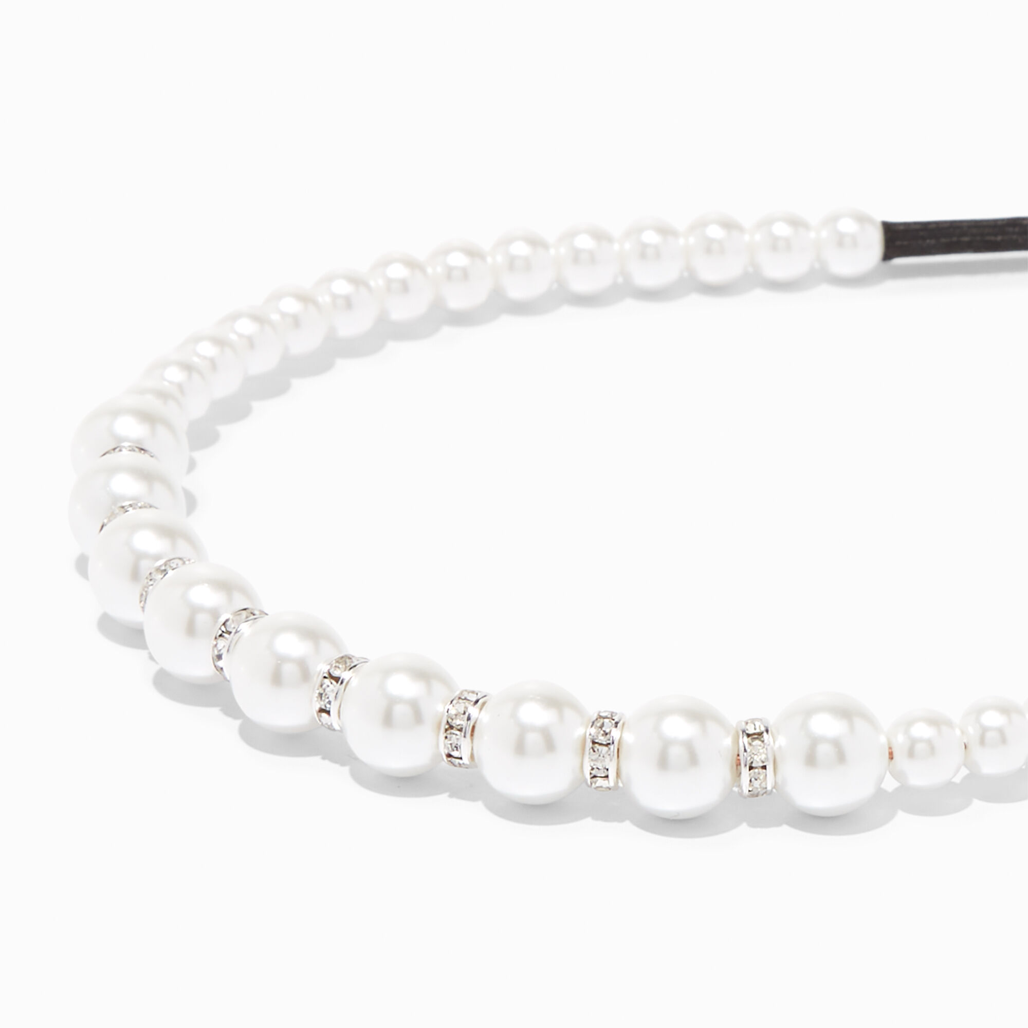 White Graduated Pearl & Crystal Headband,