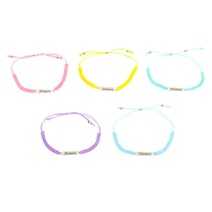 Pastel Adjustable Sisters Bracelets - 5 Pack,