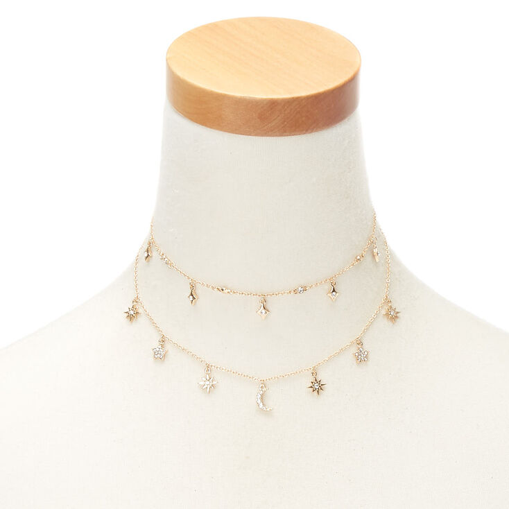 Gold-tone Celestial Multi-Strand Necklace,