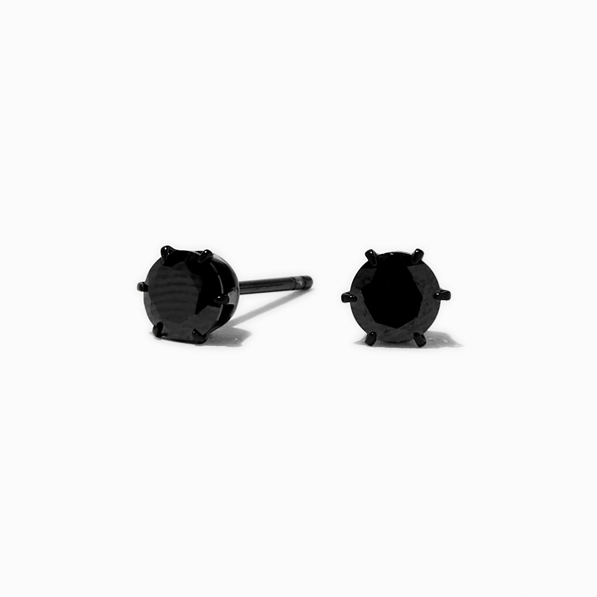 View Claires Titanium Cubic Zirconia 5MM Round Stud Earrings Black information