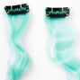 Curly Faux Hair Clip In Extensions - Mint Green, 2 Pack,