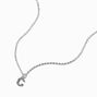 Silver-tone Crystal Block Letter Initial Pendant Necklace - C,