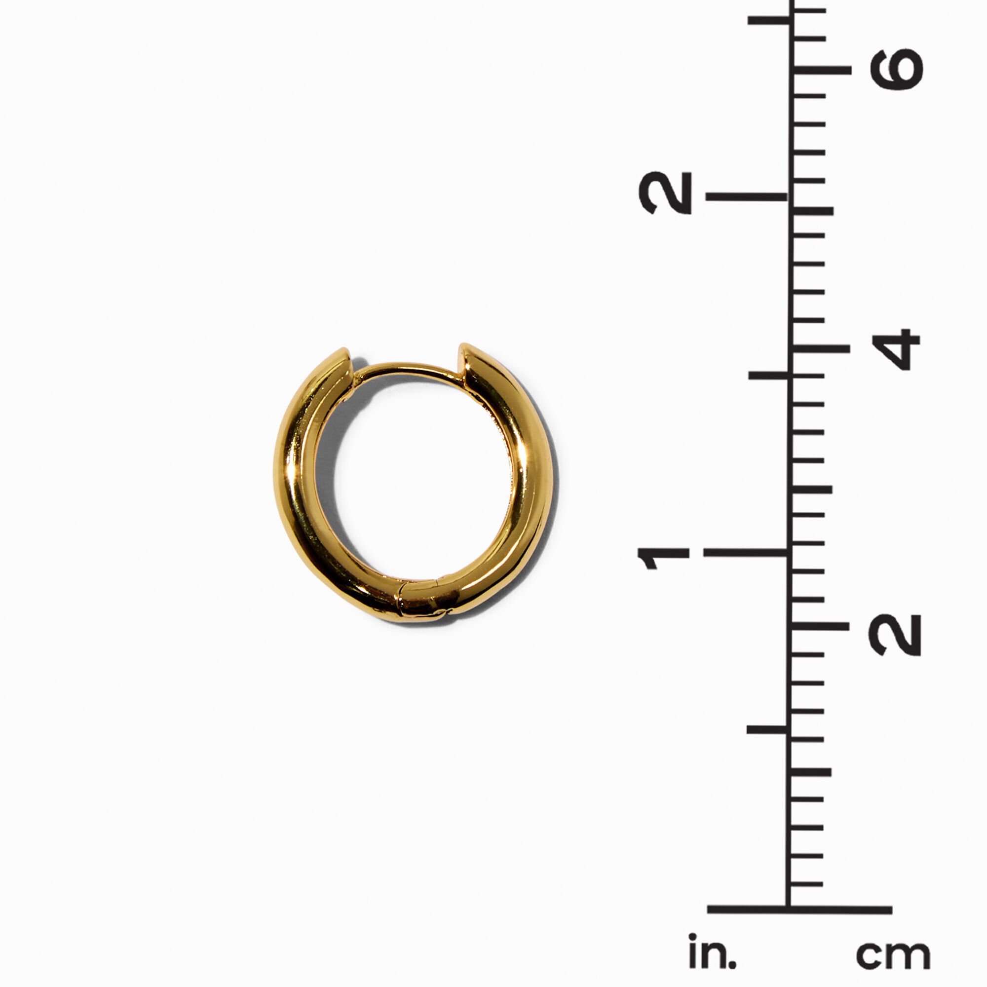 C LUXE by Claire's 18k Yellow Gold Plated 12MM & 14MM Clicker Hoop Earrings - 2 Pack ,