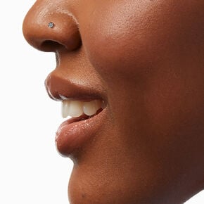 20G Silver-tone Titanium Cubic Zirconia Nose Stud,