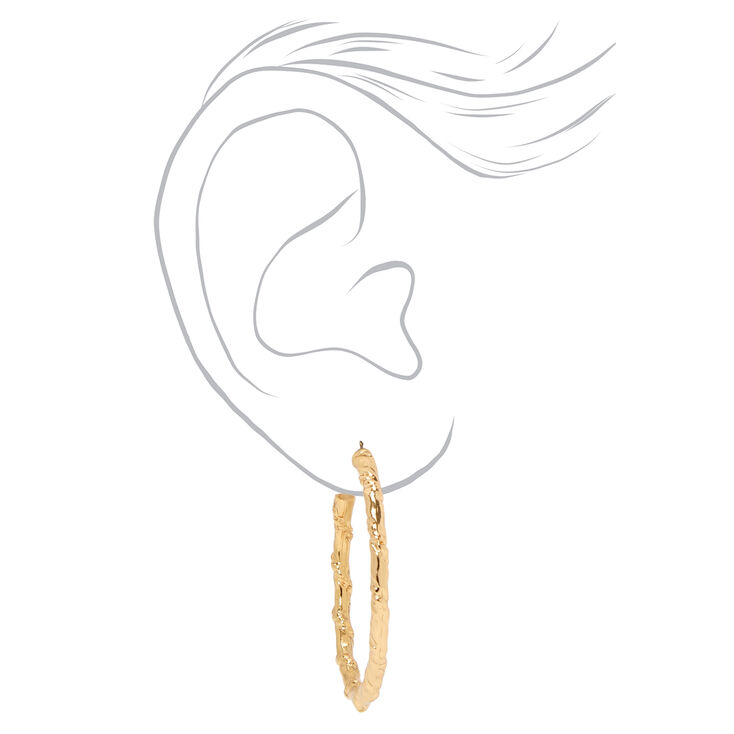 Gold 40MM Twisted Textured Hoop Earrings,