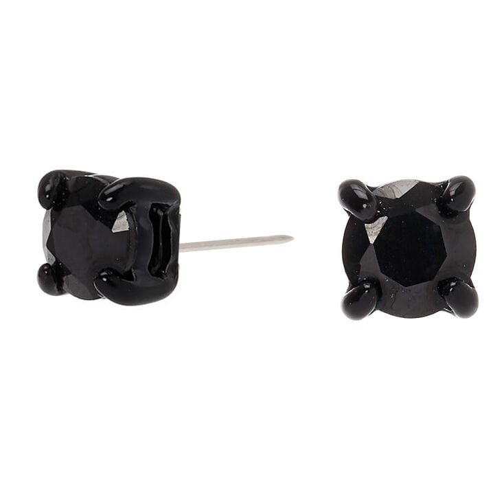 Claire's Clous d'oreille ronds 5 mm en zircon cubique d'imitation - Noir