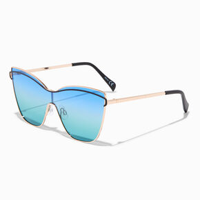 Blue Geometric Purple Lens Sunglasses,