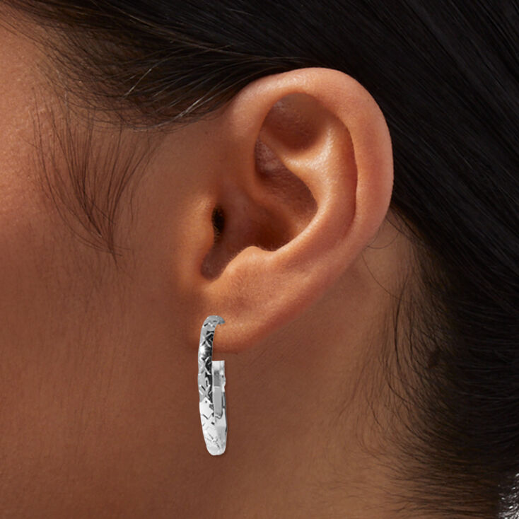 Silver-tone Textured Hoop &amp; Studs Earrings Set - 6 Pack,