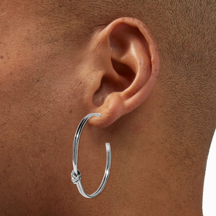 Silver 40MM Knot Hoop Earrings,