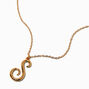 Gold-tone Curly Script Initial Pendant Necklace - S,