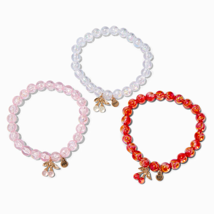 Best Friends Cherry Beaded Stretch Bracelets - 3 Pack,