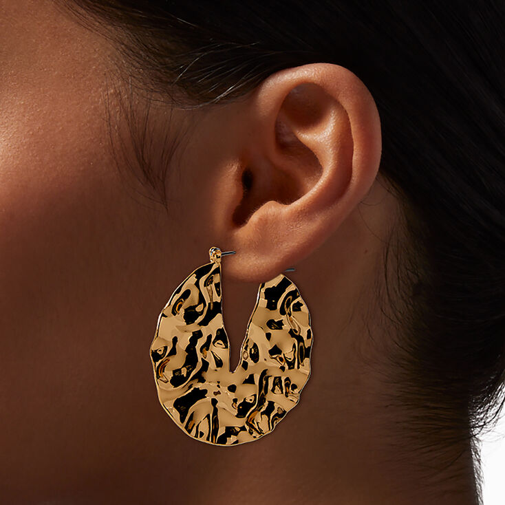 Gold-tone Crinkle Hoop Earrings,