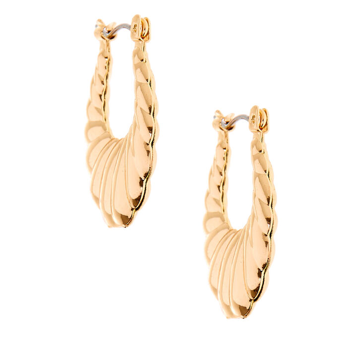 Gold 25MM Scalloped Hoop Earrings,