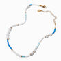 Pearl &amp; Blue Beaded Chain Necklace,