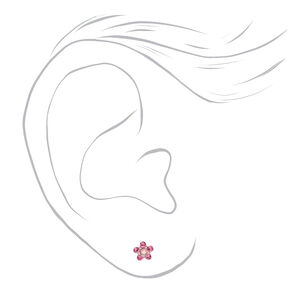 14ct Gold Rhodium Plated Rose Crystal Daisy Ear Piercing Kit with Rapid&trade; After Care Lotion,
