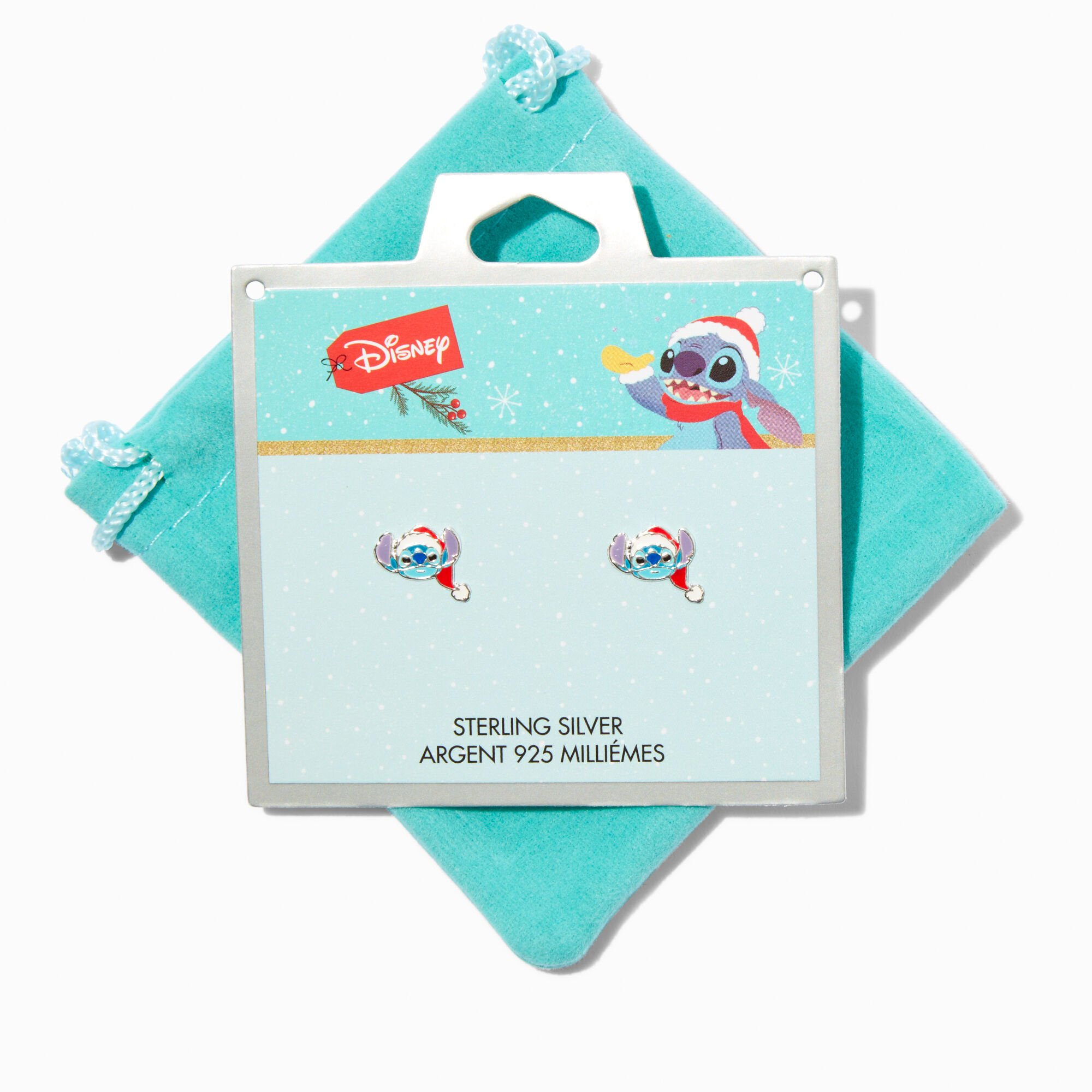 Disney Stitch Sterling Silver Enamel Christmas Stud Earrings,