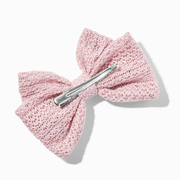 Blush Rosette Crochet Hair Bow Clip,