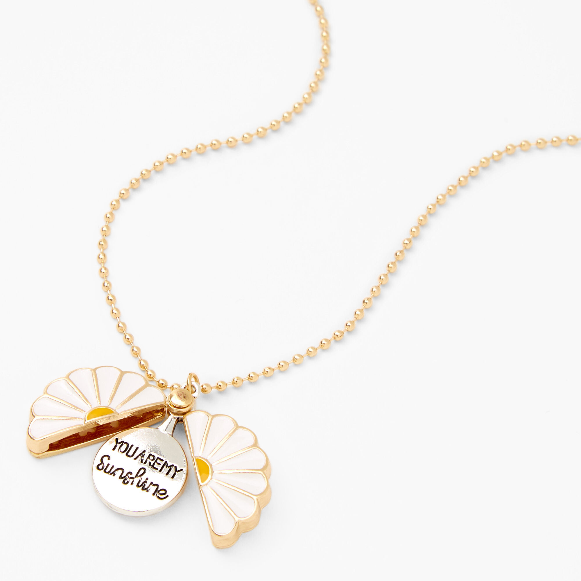 Daisy Hidden Message Locket Necklace - Gold,