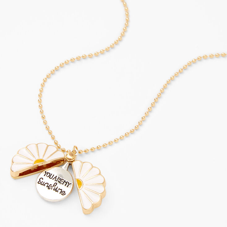 Daisy Hidden Message Locket Necklace - Gold,