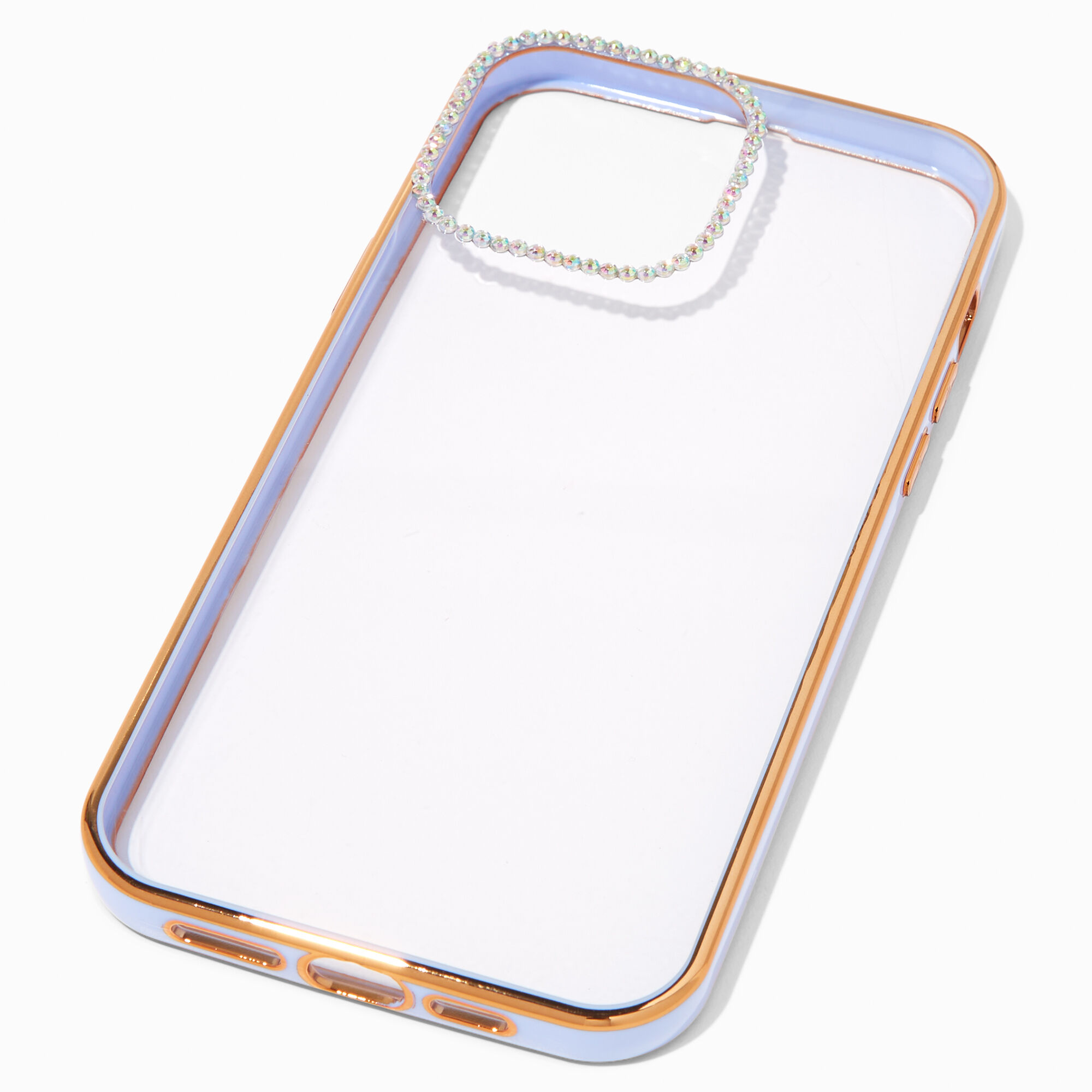 View Claires Embellished Clearlavender Phone Case Fits Iphone 13 Pro Max Gold information