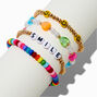 Happy Face &#39;&#39;Smile&#39;&#39; Beaded Stretch Bracelets - 4 Pack,