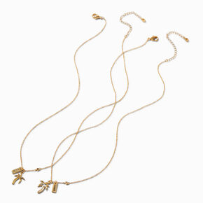 JAM + RICO x Claire&#39;s 18k Yellow Gold Plated Best Friends &#39;Sun&#39; &amp; &#39;Shine&#39; Pendant Necklace - 2 Pack ,