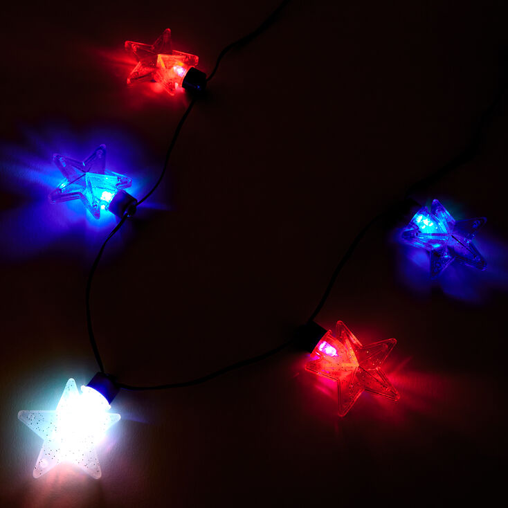 Red, White, &amp; Blue Stars Light Up Necklace,
