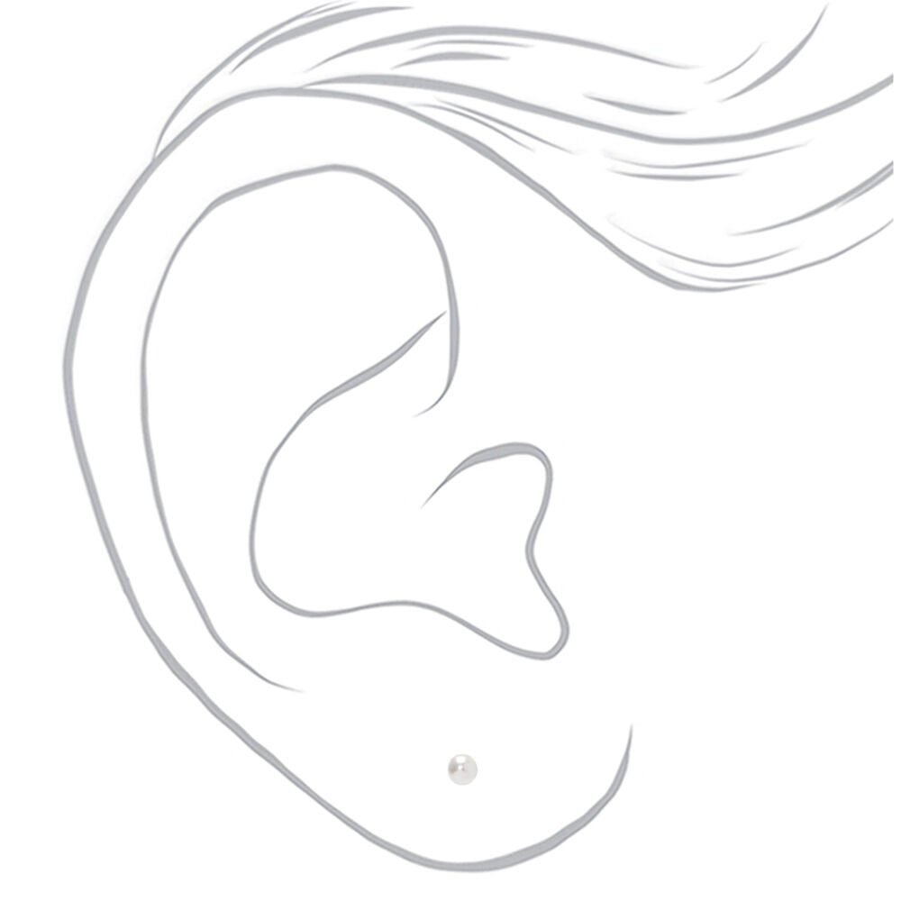 C LUXE by Claire's Sterling Silver 4mm Glass Pearl Stud Earrings,