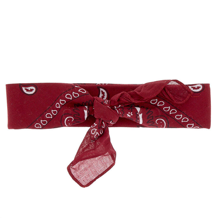 Paisley Bandana Headwrap - Burgundy | Claire's