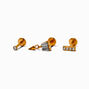 Gold-tone Titanium  Crystal 18G Threadless Cartilage Earrings - 3 Pack,