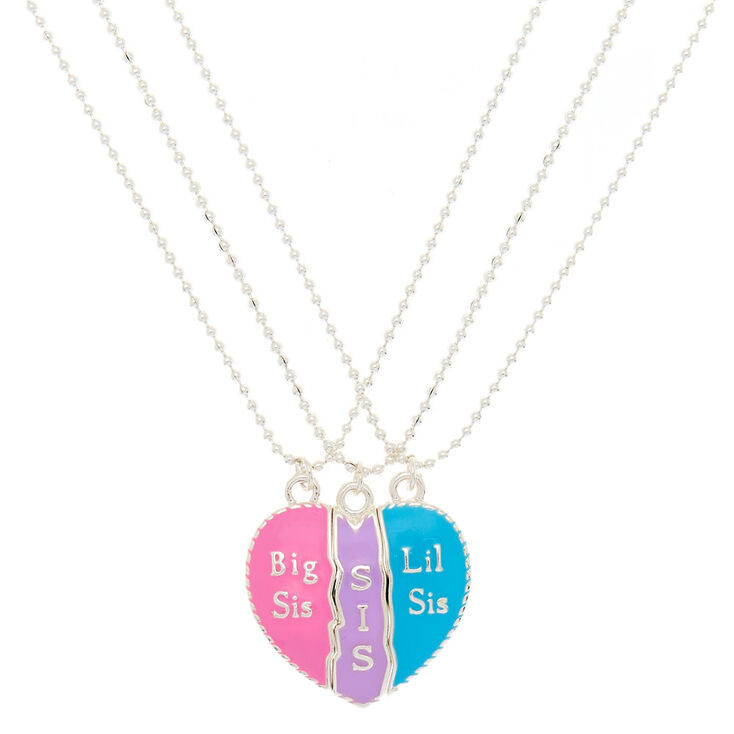 Sisters Pastel Heart Pendant Necklaces - 3 Pack,