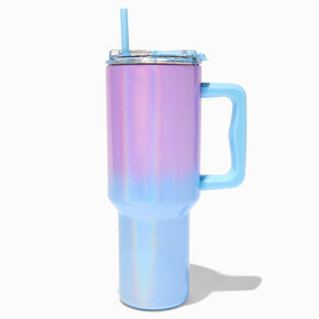Blue &amp; Purple Ombr&eacute; Stainless Steel Handled Tumbler,