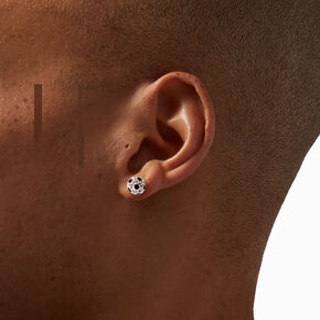 Silver Embellished Soccer Ball Stud Earrings,