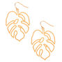 Gold 2&quot; Palm Leaf Drop Earrings,